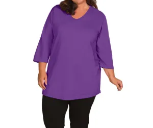 3/4 Sleeve V-Neck Tee - Plus In Acai