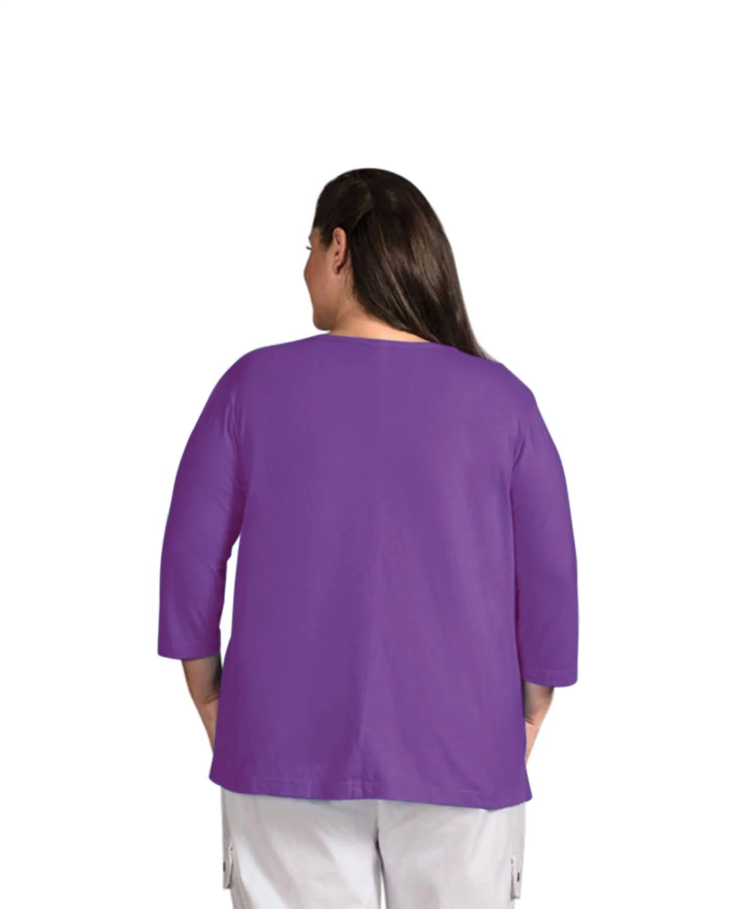 3/4 Sleeve V-Neck Tee - Plus In Acai