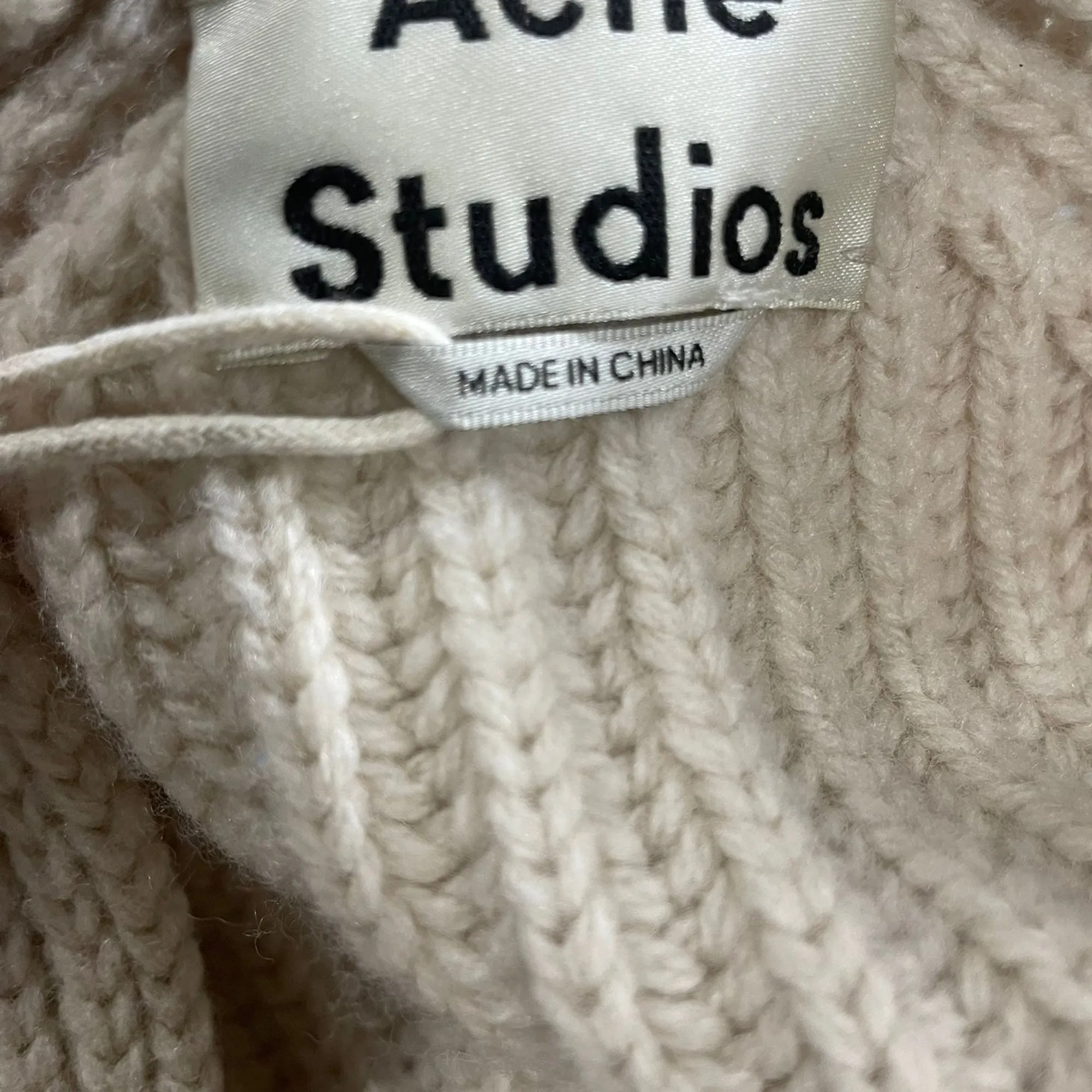 Acne Studios Crochet Knitted Sweater in Beige Wool