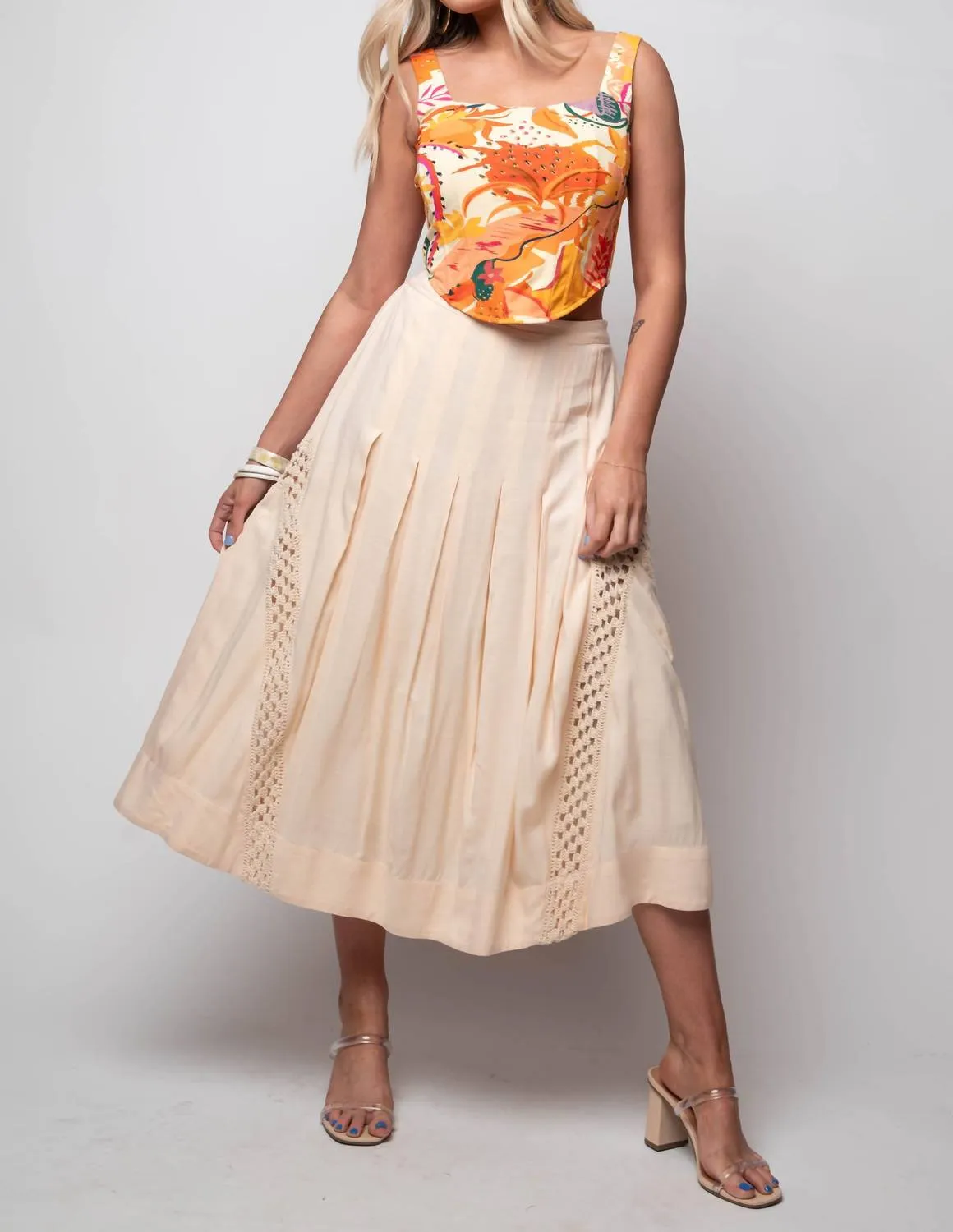 Adeena Crochet Skirt In Opal