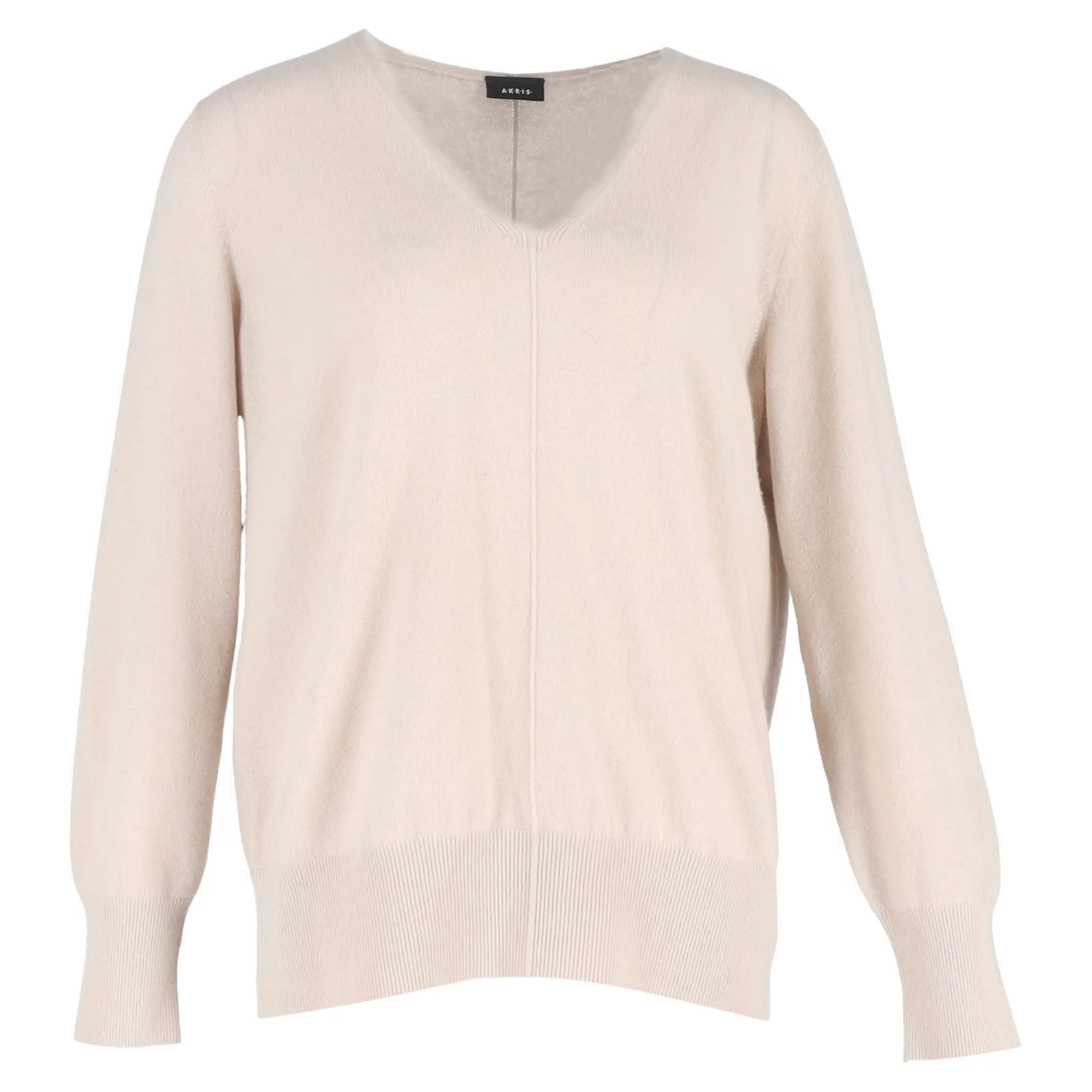 Akris V-Neck Jumper in Beige Wool