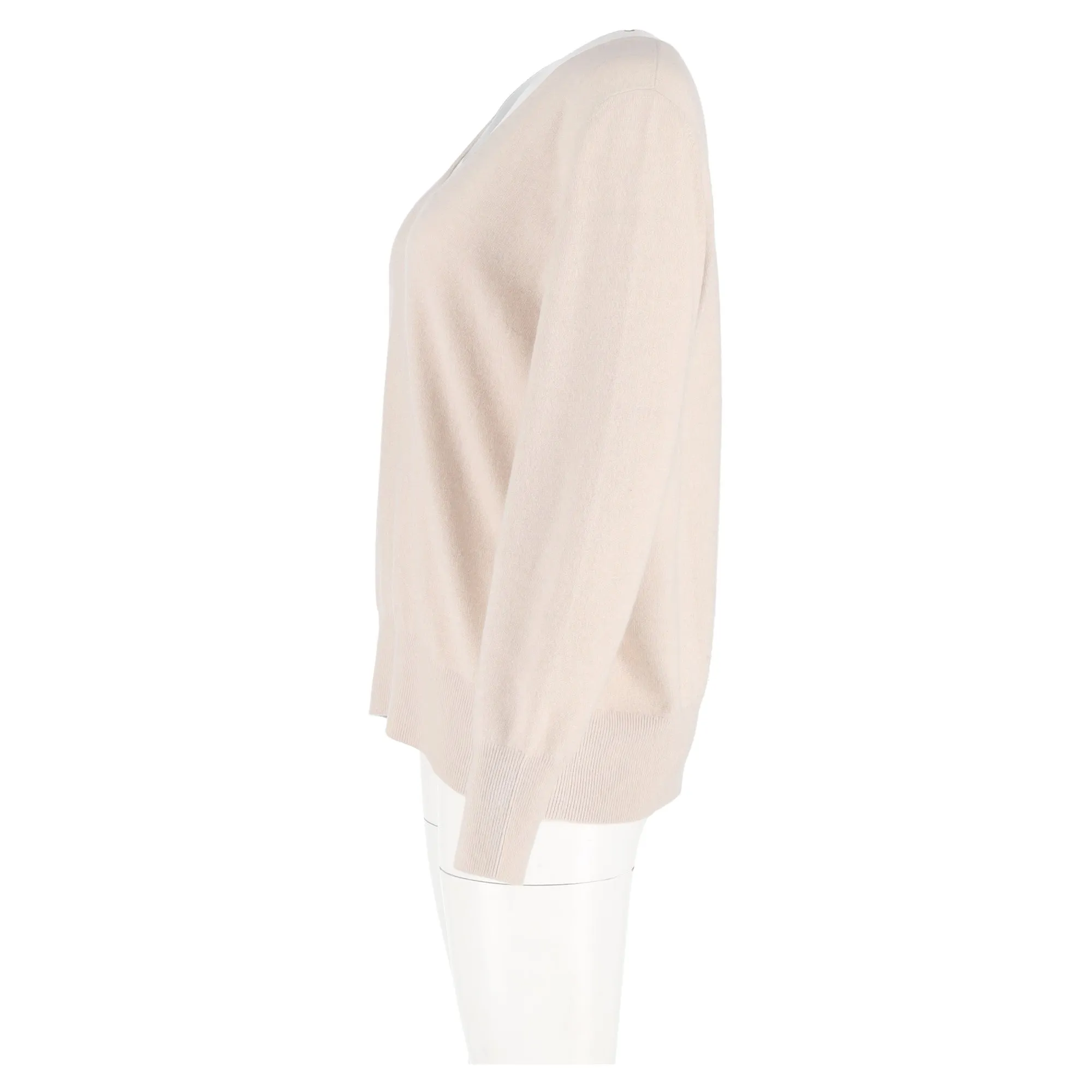 Akris V-Neck Jumper in Beige Wool