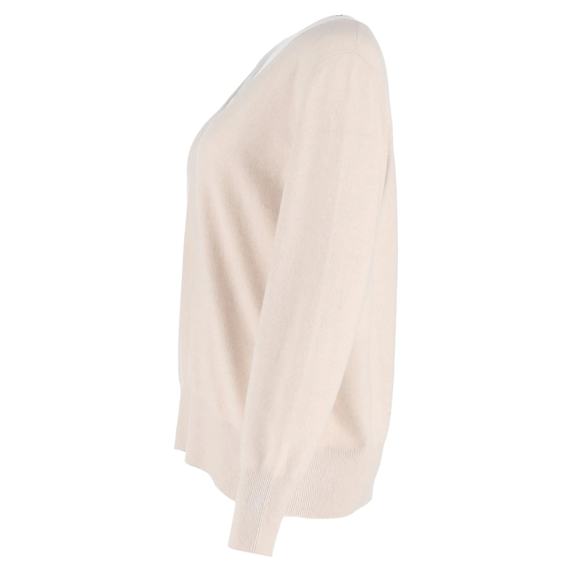 Akris V-Neck Jumper in Beige Wool