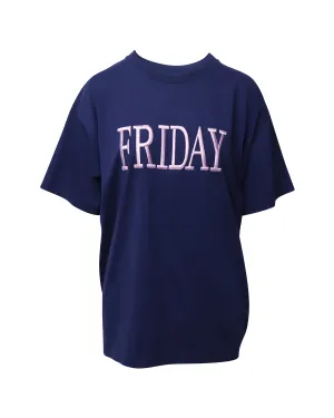 Alberta Ferretti Friday T-shirt in Navy Blue Cotton