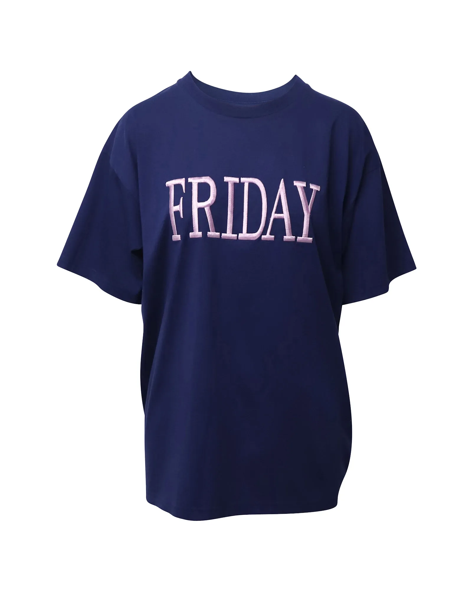 Alberta Ferretti Friday T-shirt in Navy Blue Cotton