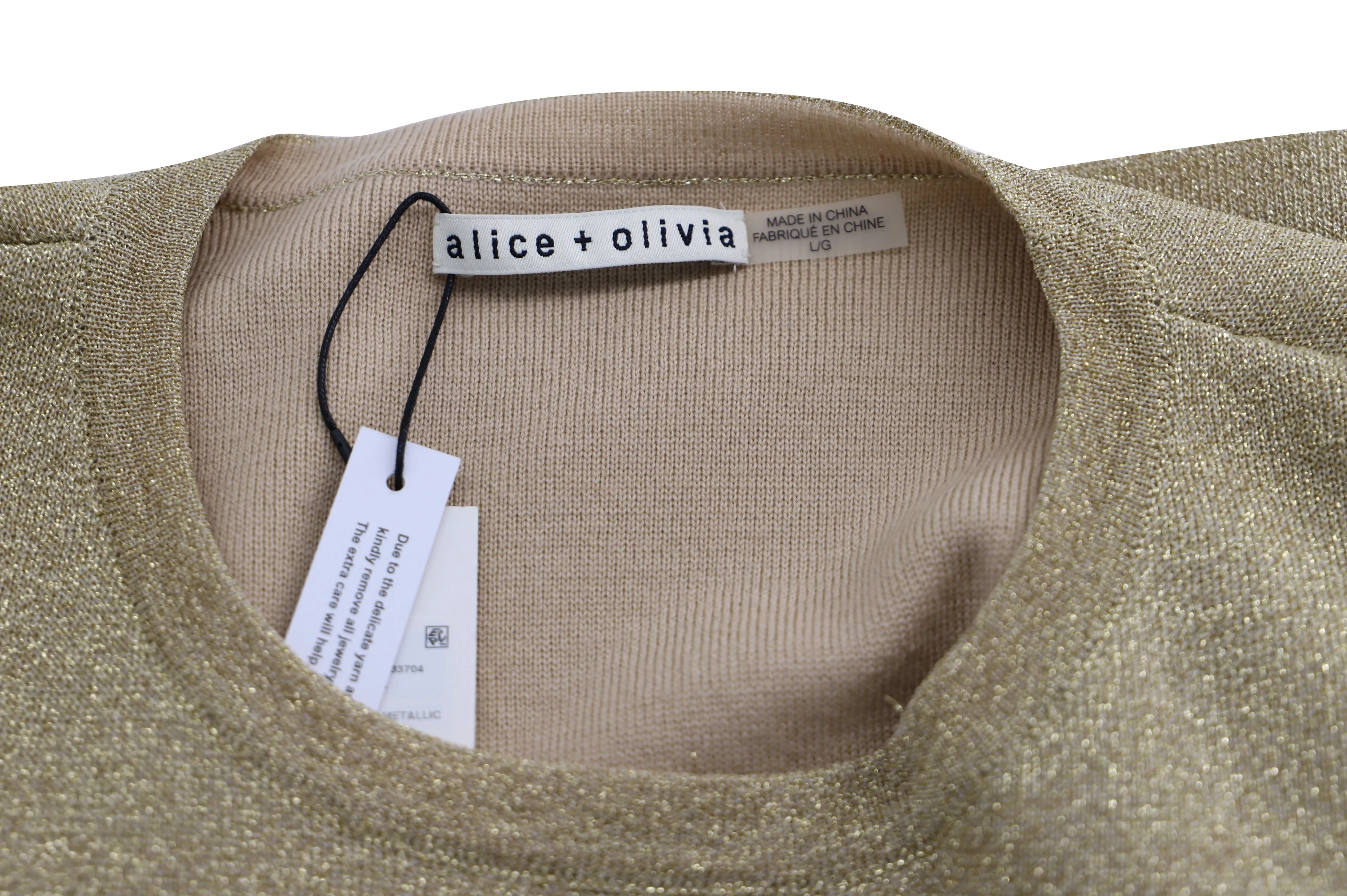 Alice & Olivia Ciara Crop Top in Gold Metallic Cotton