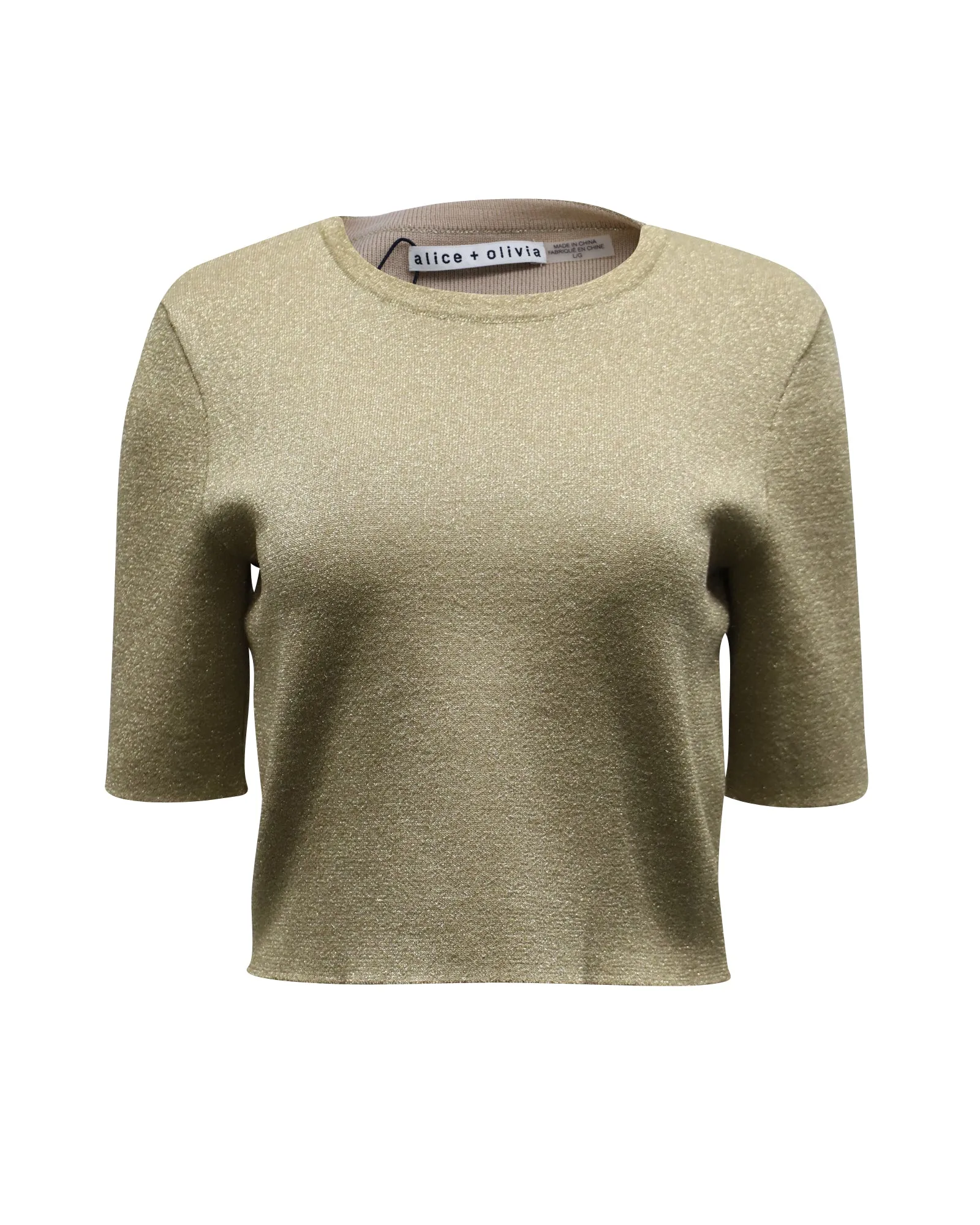 Alice & Olivia Ciara Crop Top in Gold Metallic Cotton