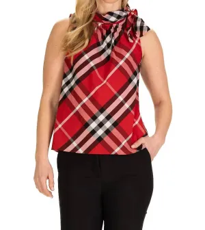 Amelia Sleeveless Top In Red Plaid