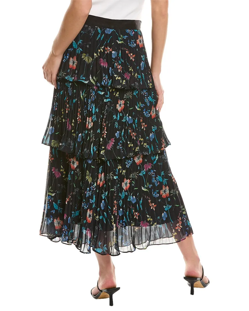 AMUR Louella Pleated Tiered Skirt
