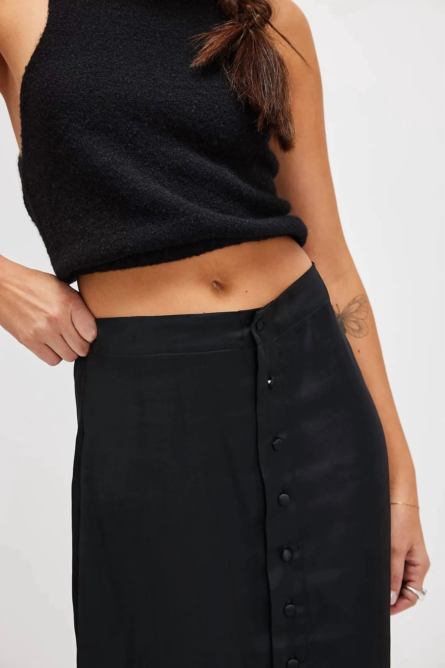 Analise Satin Midi Skirt In Black