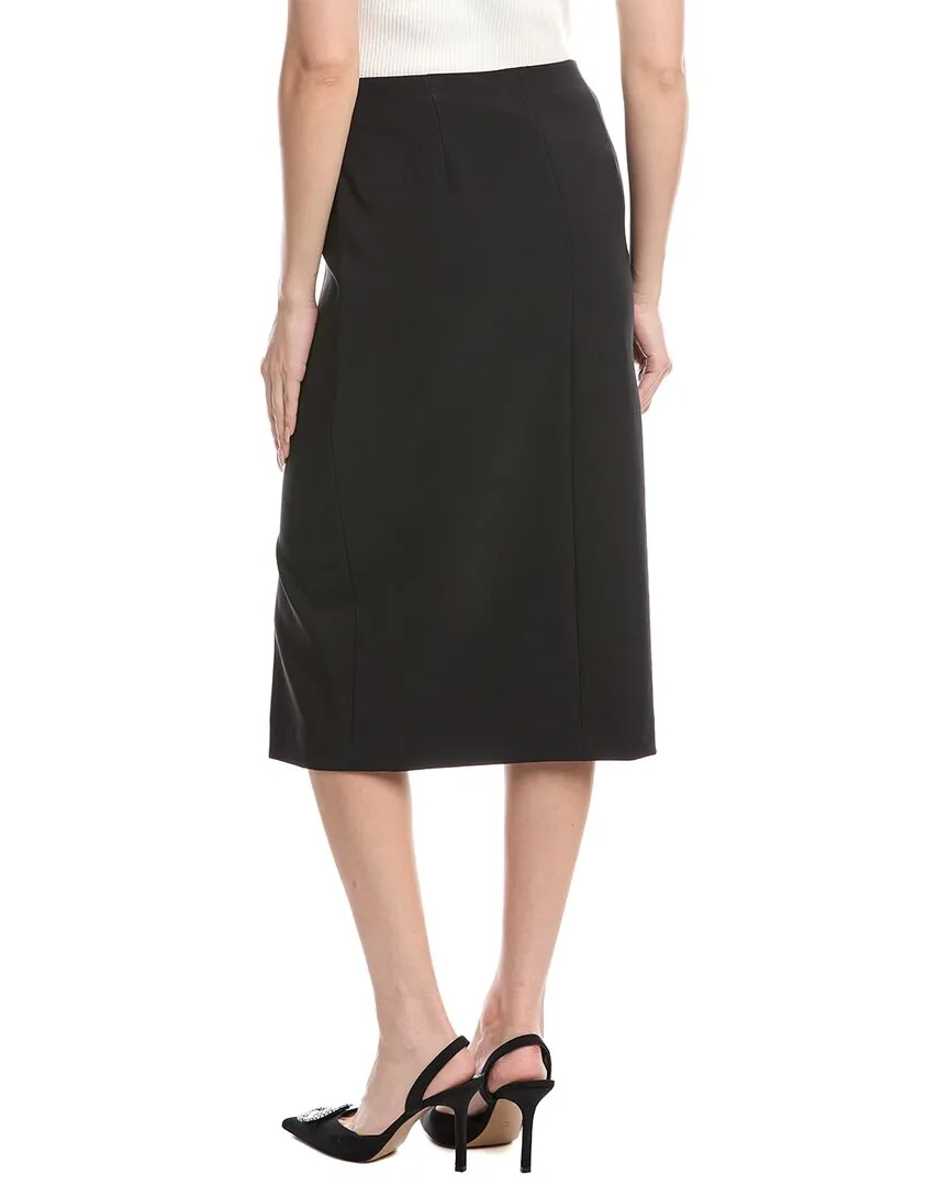 Anne Klein Pull-On Asymmetrical Seam Midi Pencil Skirt