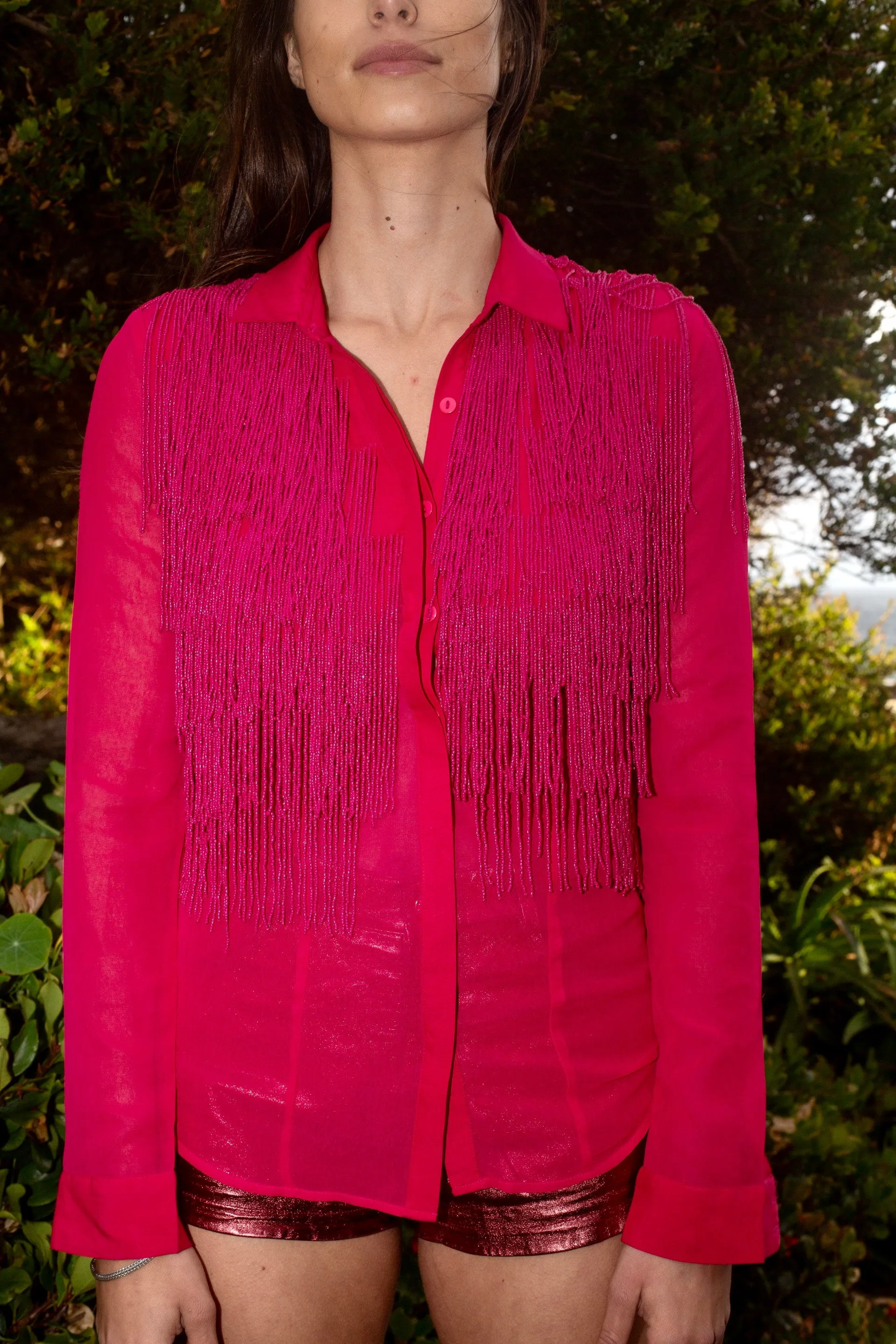 Any Old Iron Pinky Fringe Shirt