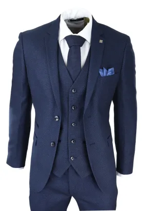 Arthur Blue 3 Piece Suit Birdseye Suit