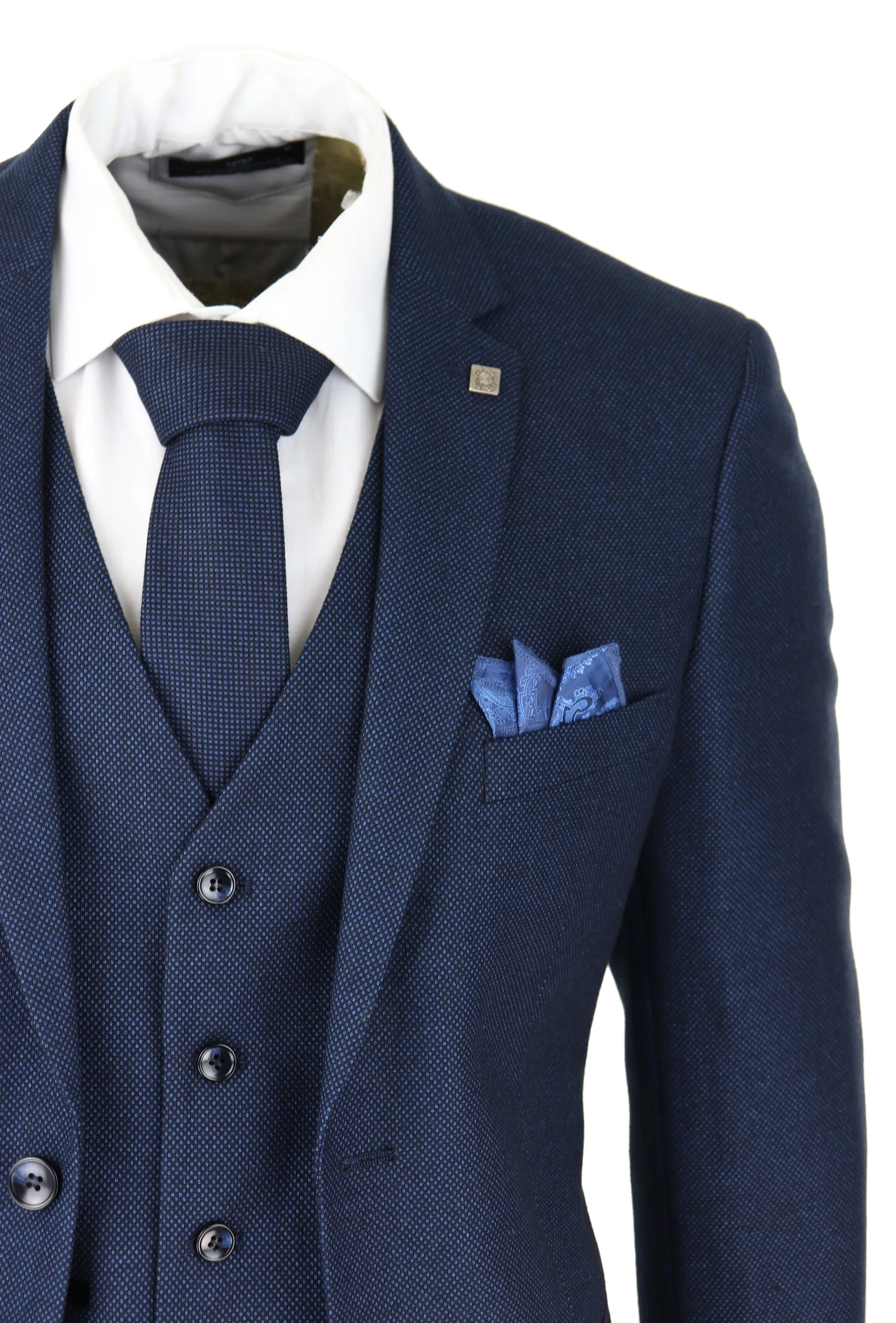 Arthur Blue 3 Piece Suit Birdseye Suit