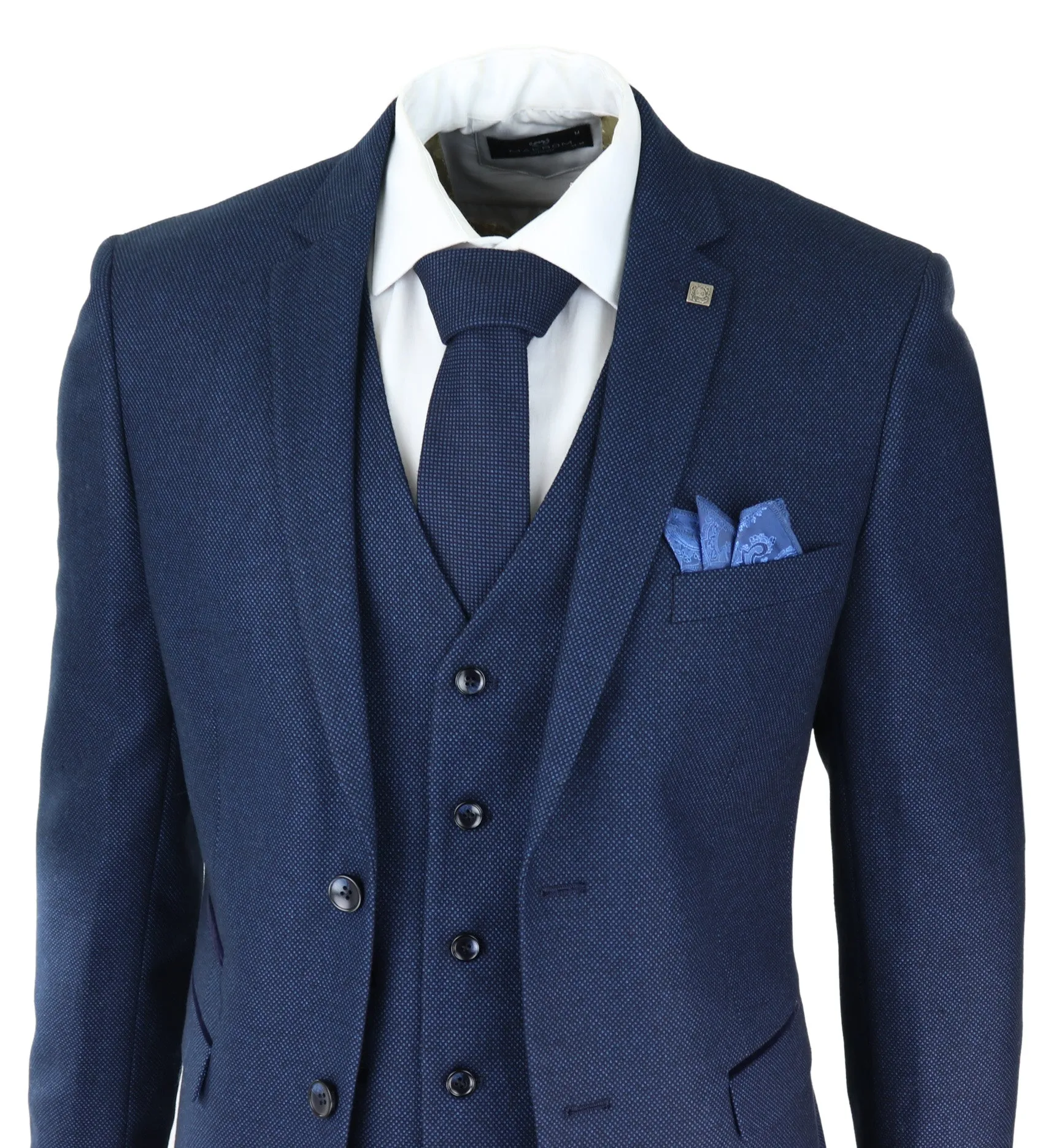 Arthur Blue 3 Piece Suit Birdseye Suit