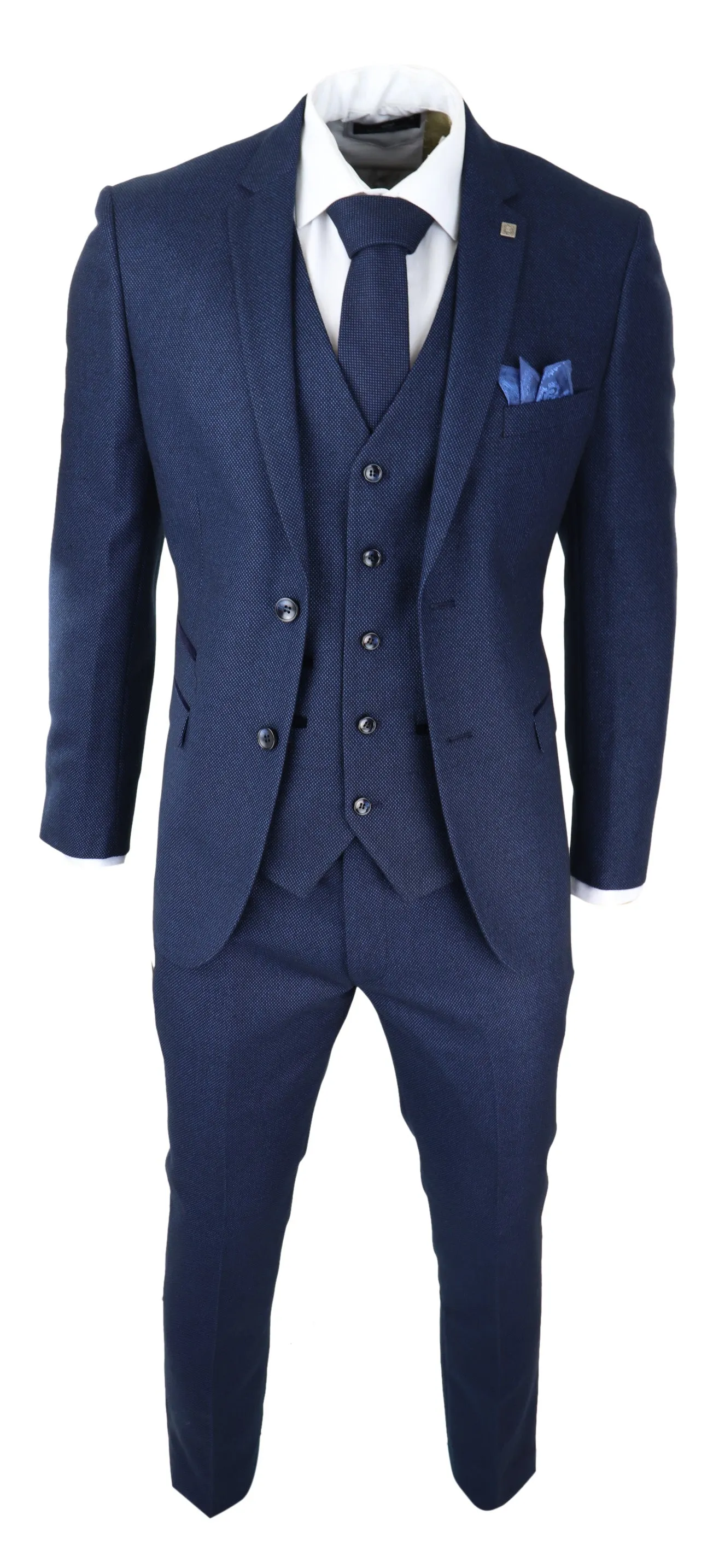 Arthur Blue 3 Piece Suit Birdseye Suit