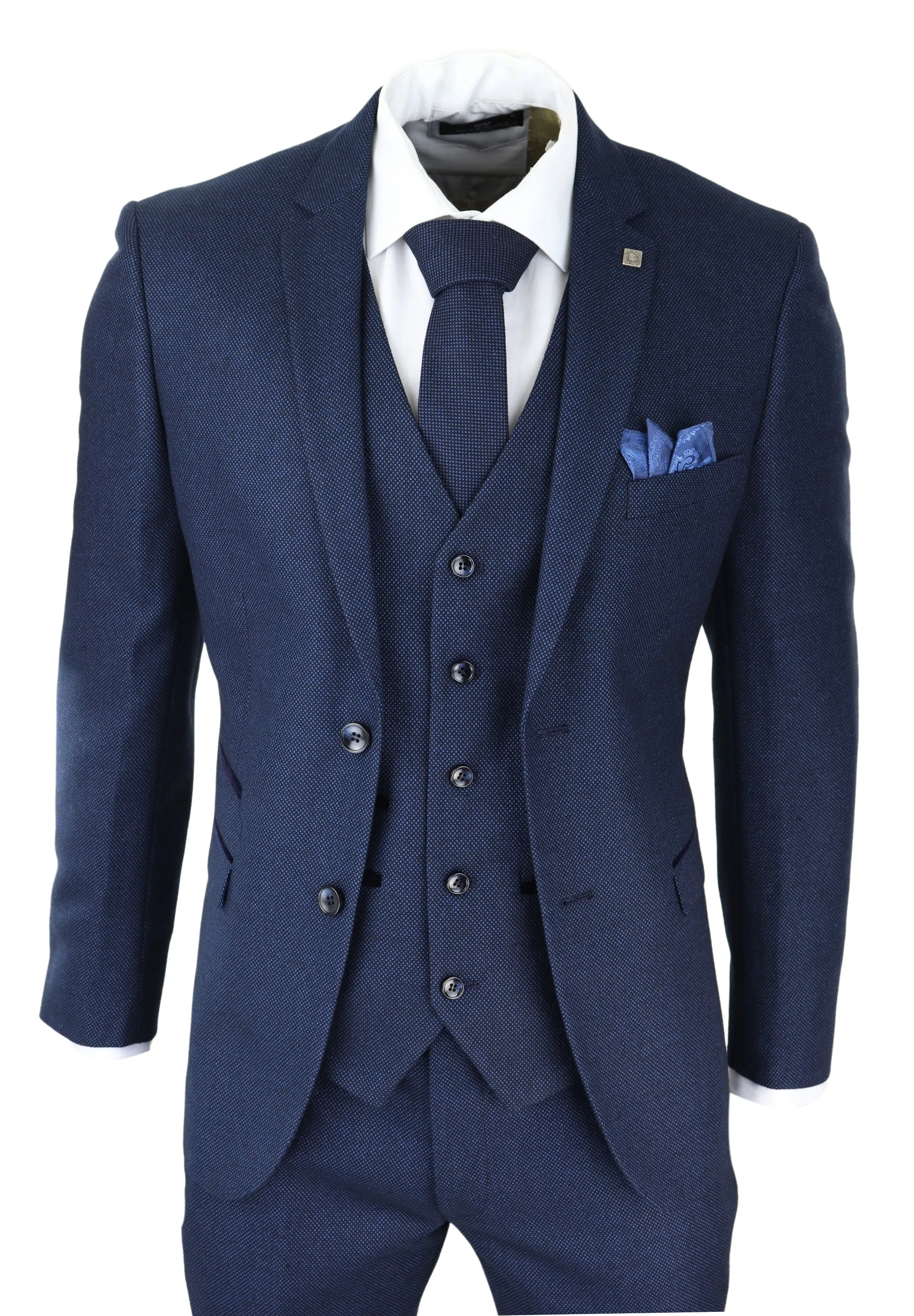 Arthur Blue 3 Piece Suit Birdseye Suit