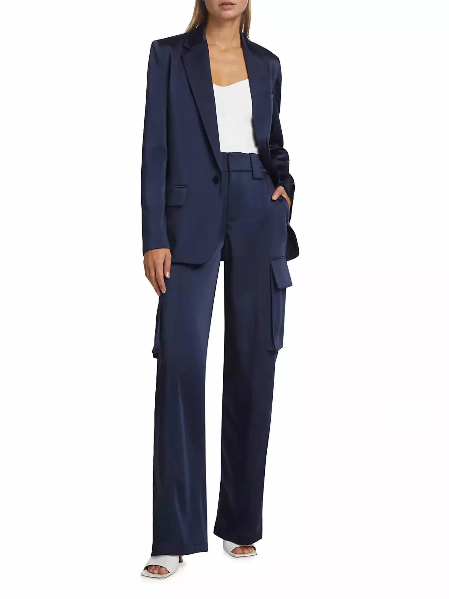 Axel Satin Jacket In Evening Blue