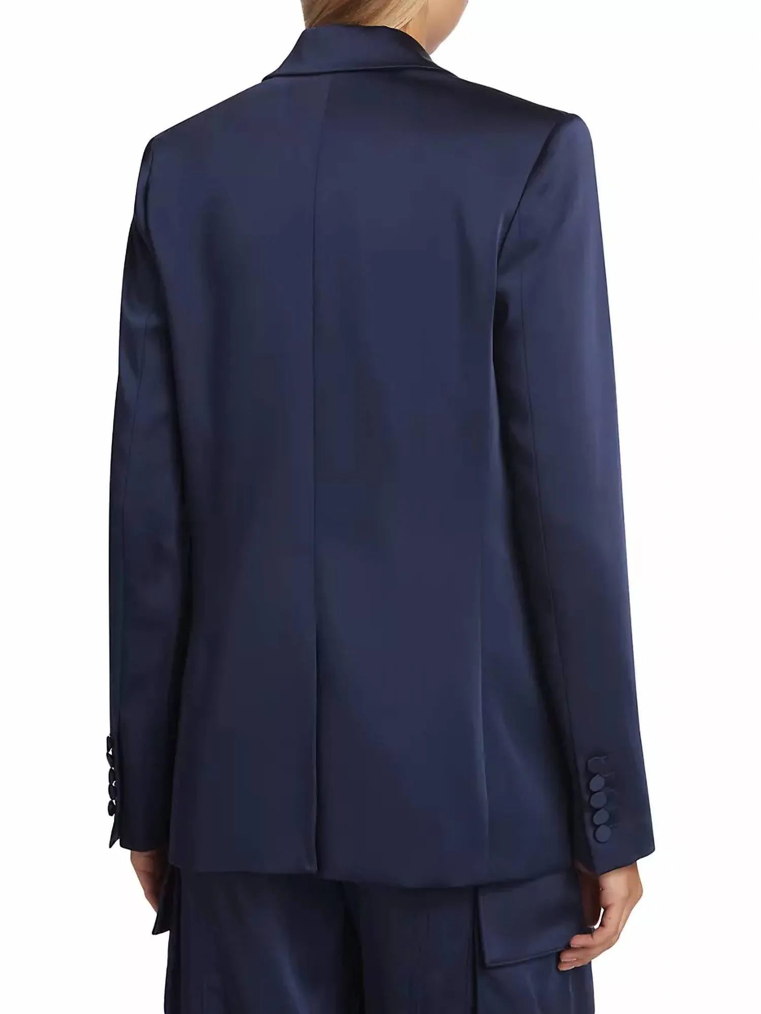 Axel Satin Jacket In Evening Blue