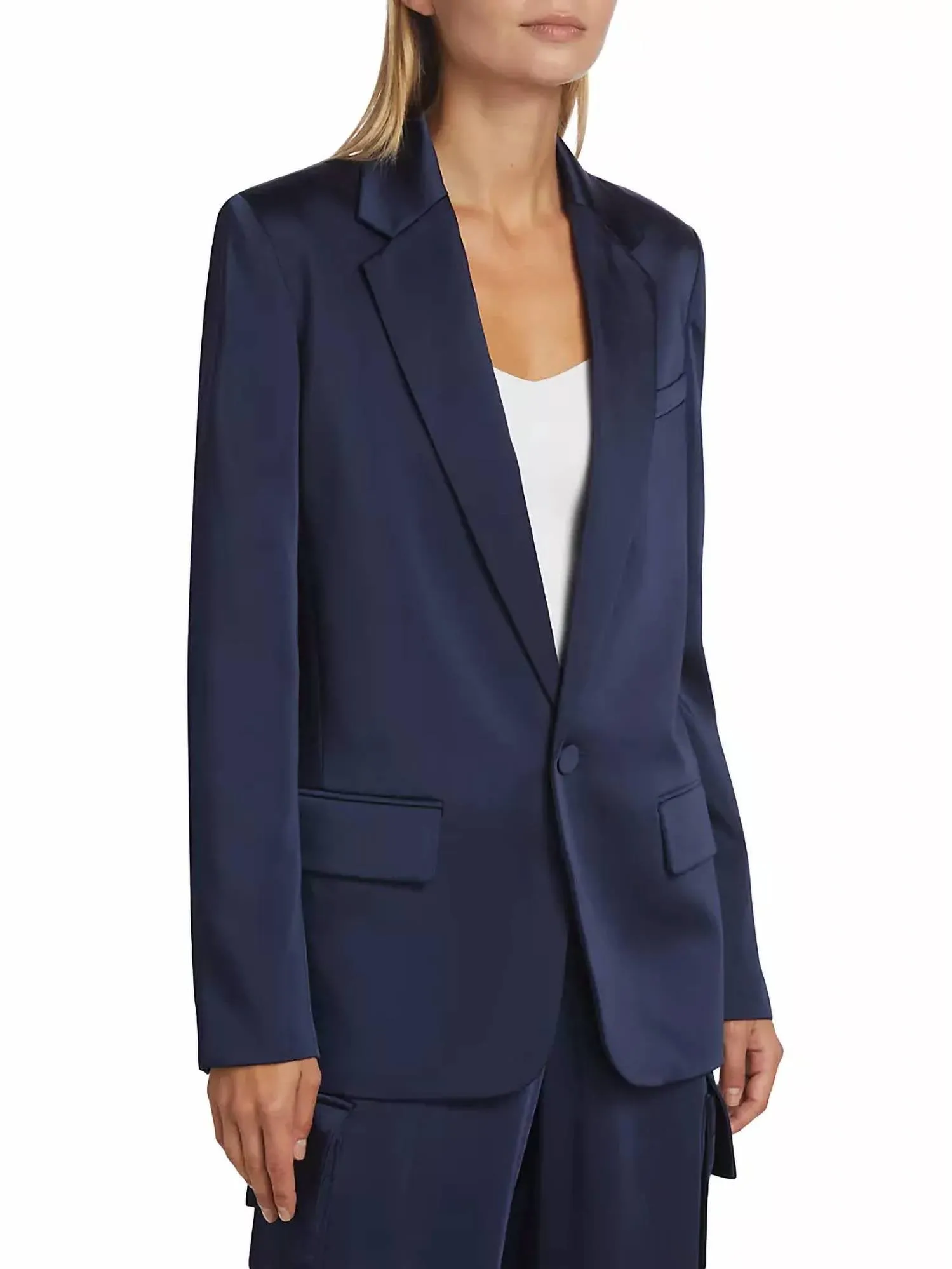 Axel Satin Jacket In Evening Blue
