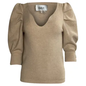 Ba&Sh Puffed Sleeve Top in Beige Cotton