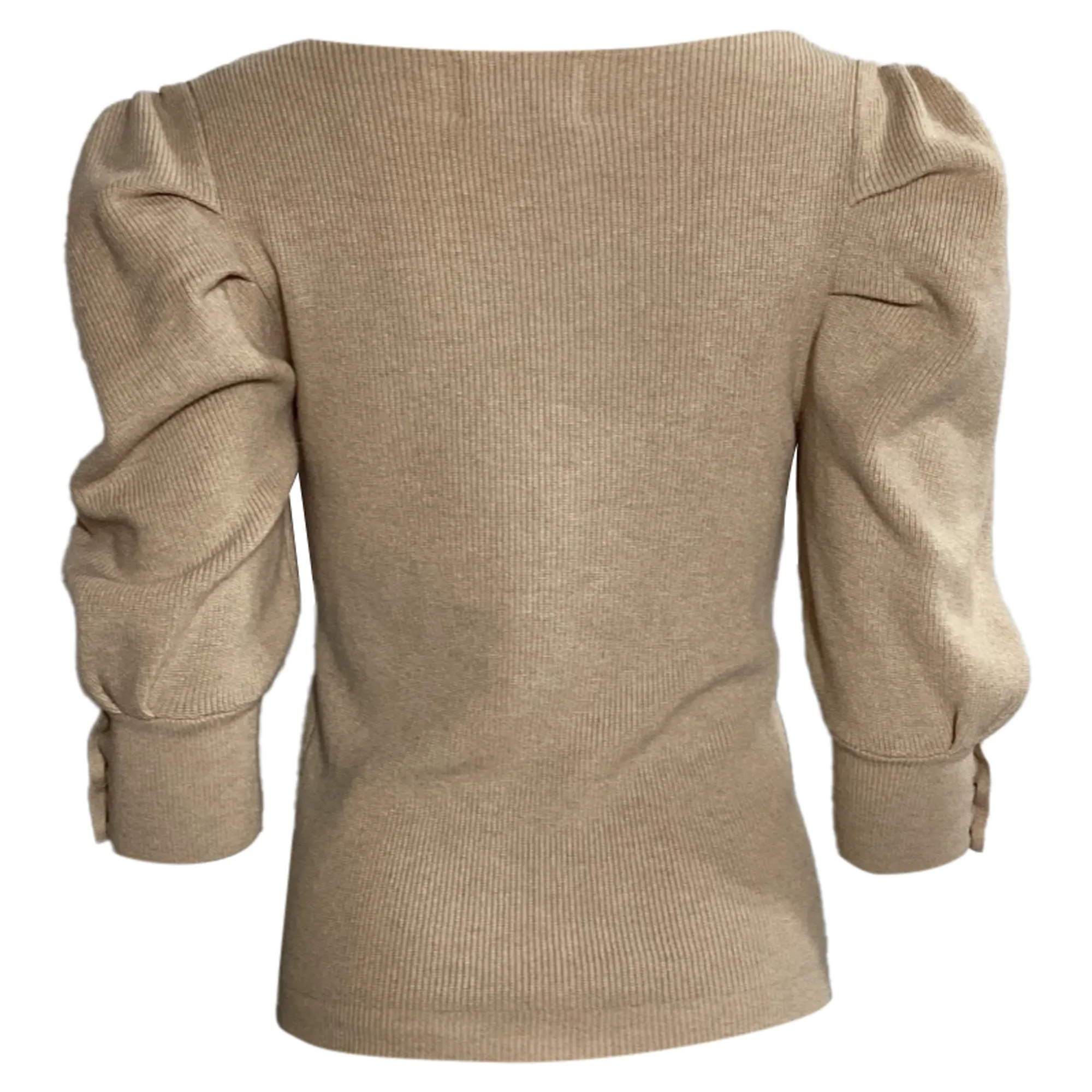 Ba&Sh Puffed Sleeve Top in Beige Cotton