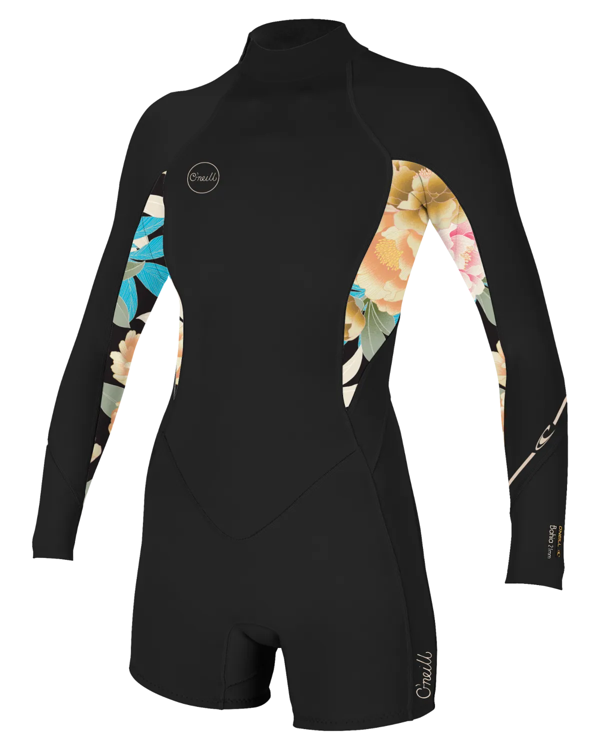 Bahia 2/1mm Back Zip Spring Wetsuit in Black, Mikah Floral & Black