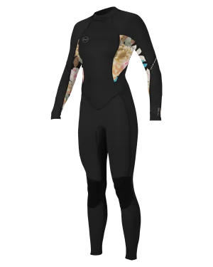 Bahia 3/2mm Back Zip Wetsuit in Black, Mikah Floral & Black