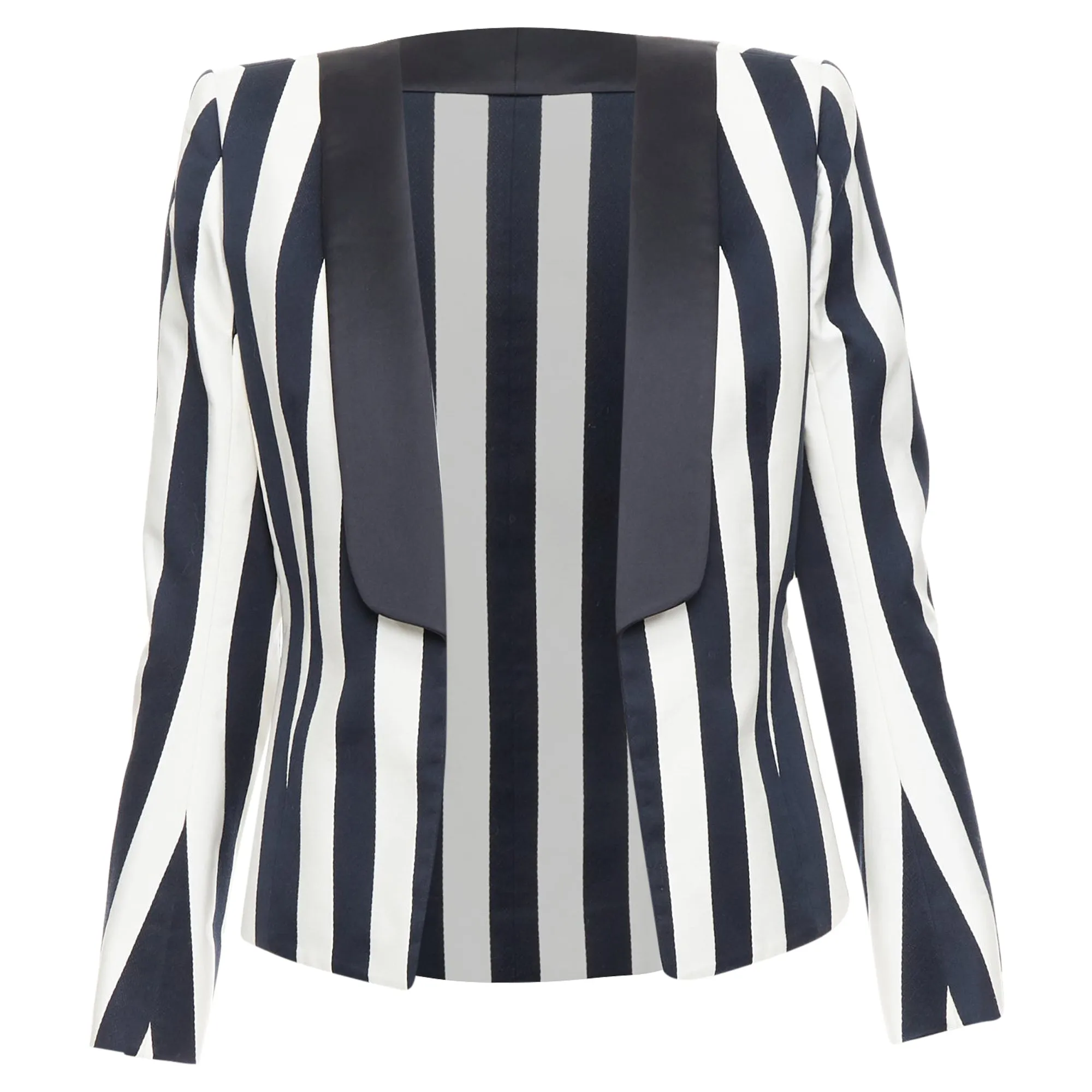 Balmain Cotton Blend Bold Striped Power Shoulder Blazer