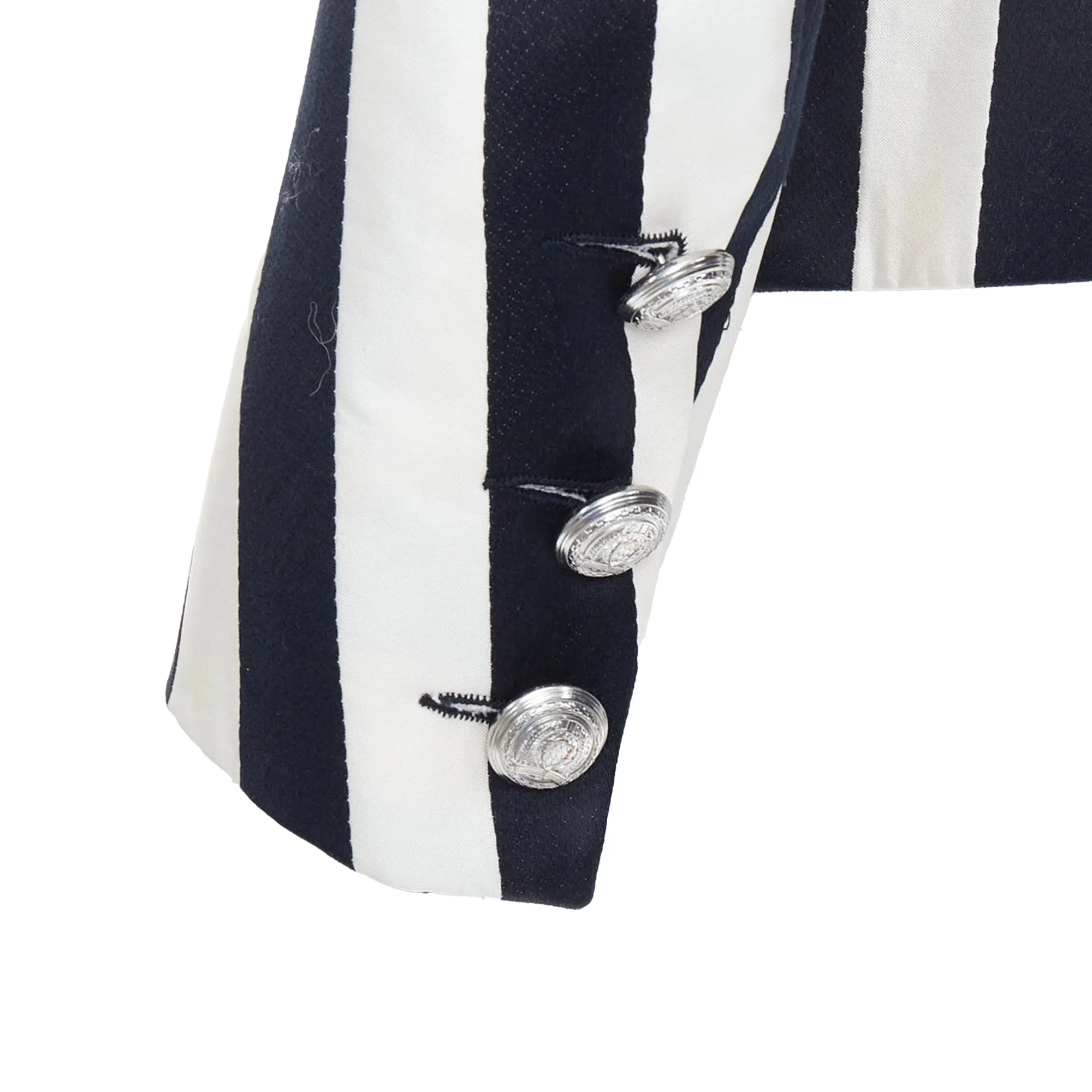 Balmain Cotton Blend Bold Striped Power Shoulder Blazer