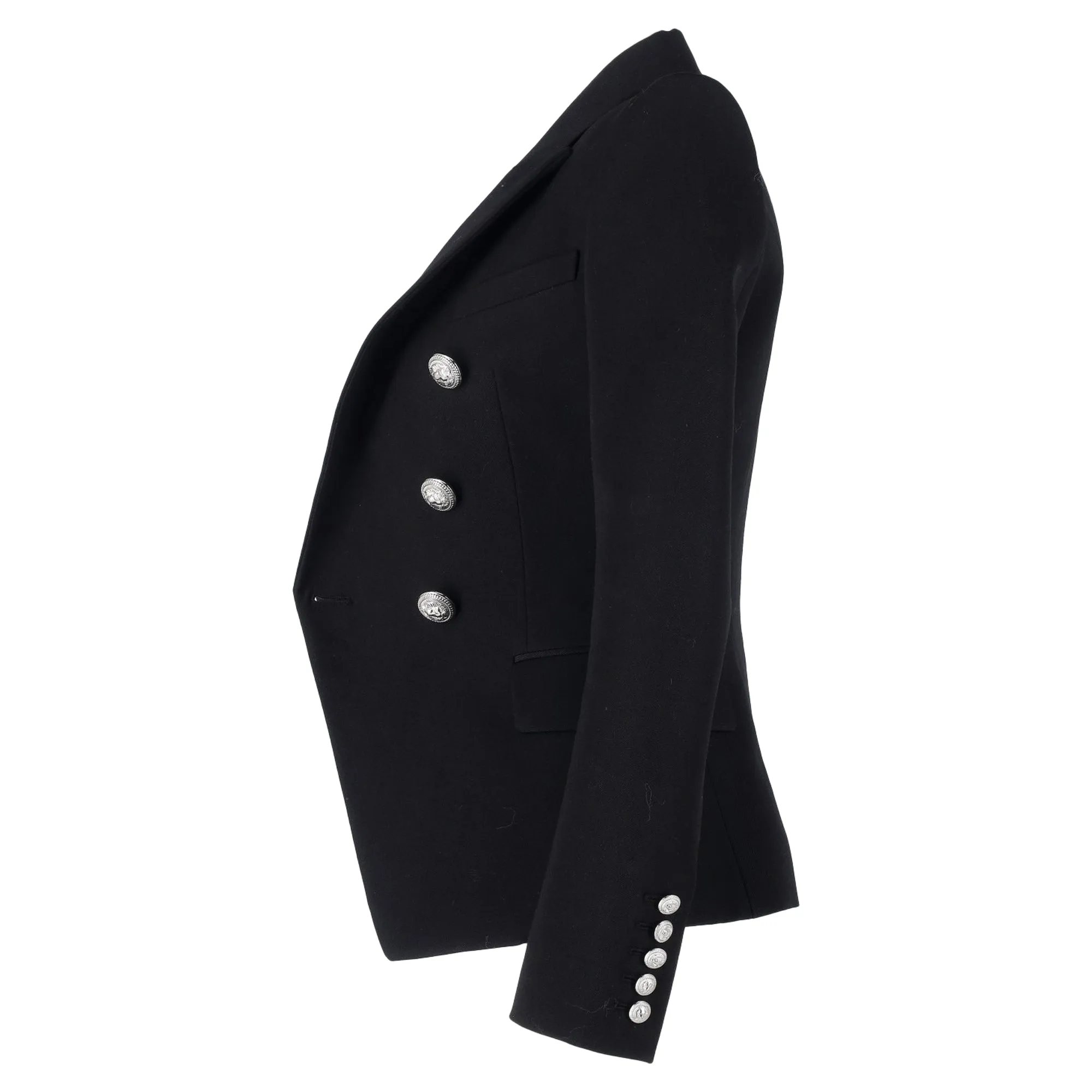 Balmain Double Breasted Blazer in Black Wool