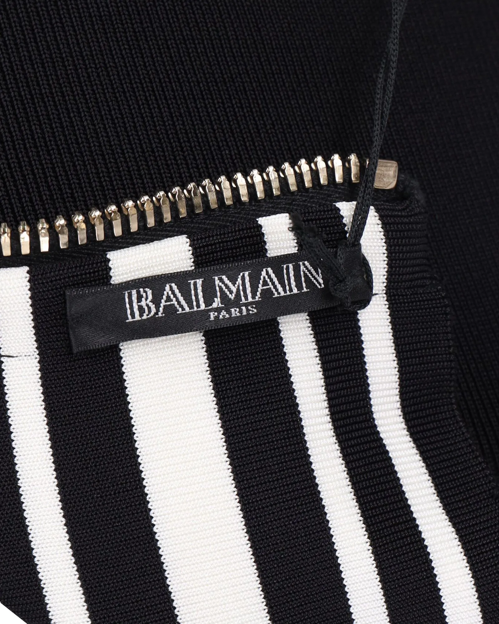 Balmain Striped Stretch Knit Mini Skirt in Black Viscose