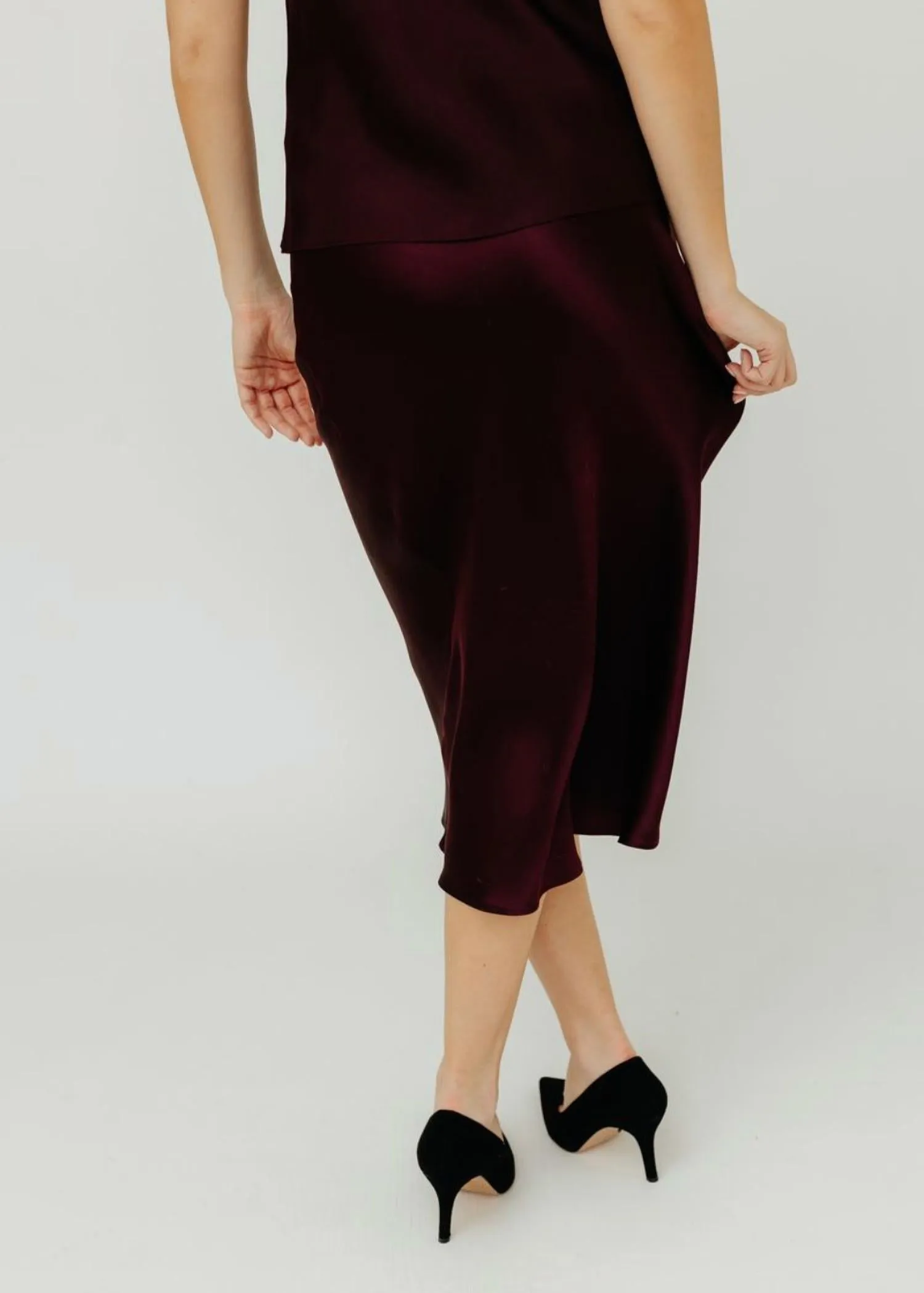 Bar Silk Skirt In Bordeaux