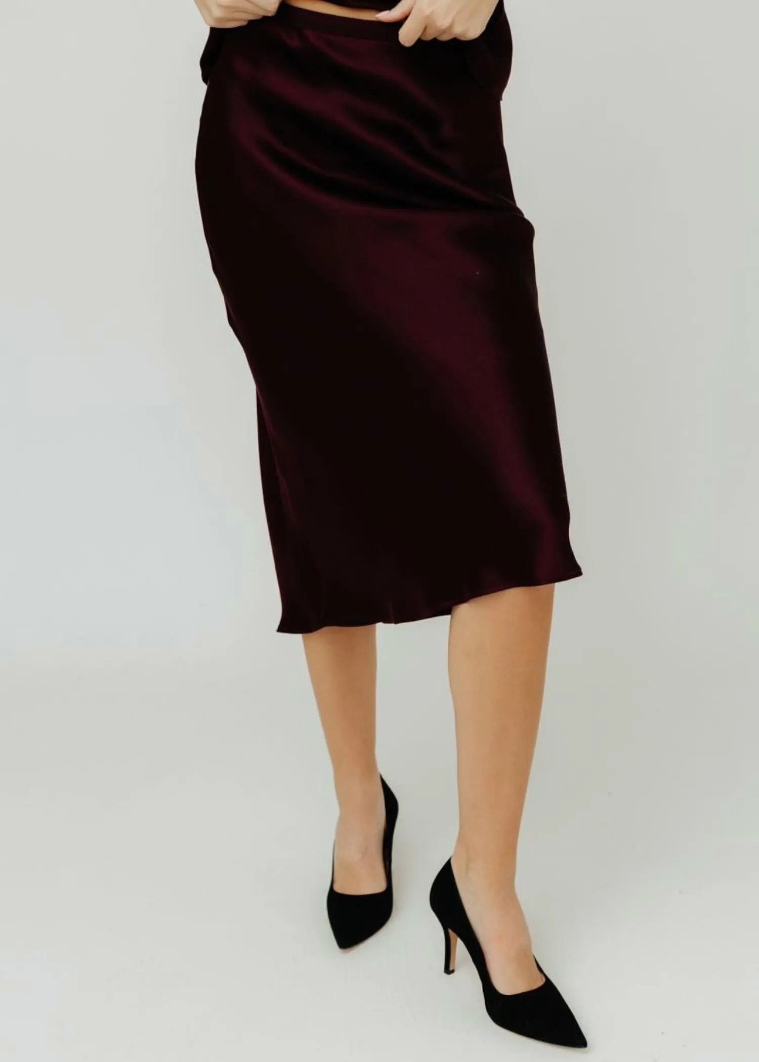 Bar Silk Skirt In Bordeaux