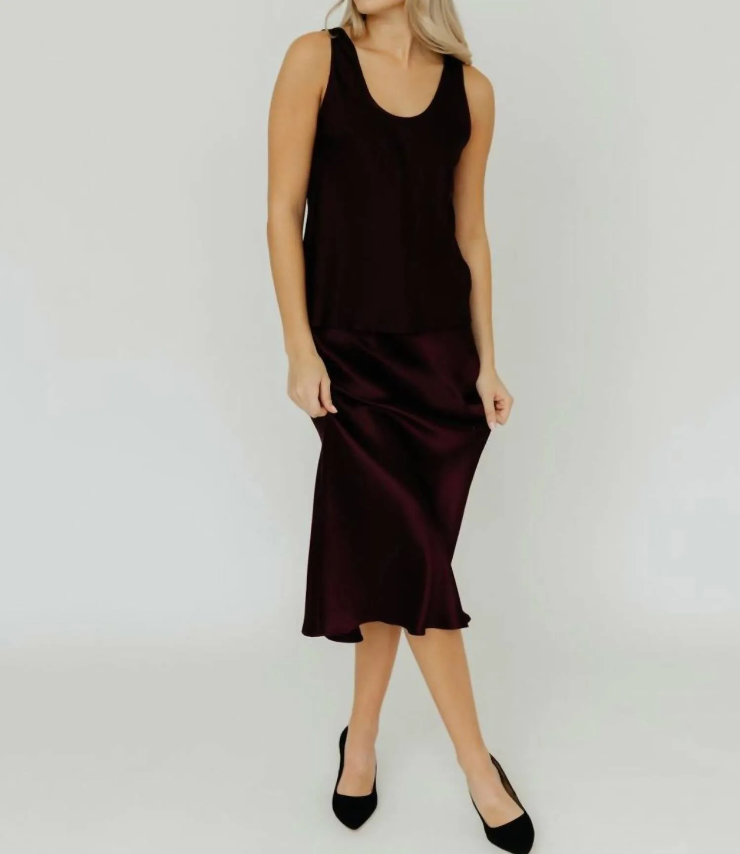 Bar Silk Skirt In Bordeaux