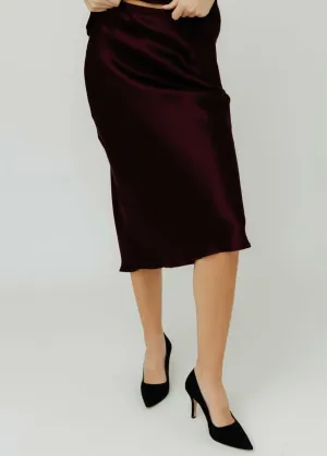 Bar Silk Skirt In Bordeaux
