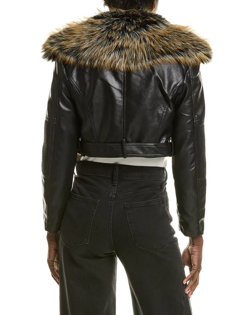 Beulah Asymmetrical Crop Moto Jacket