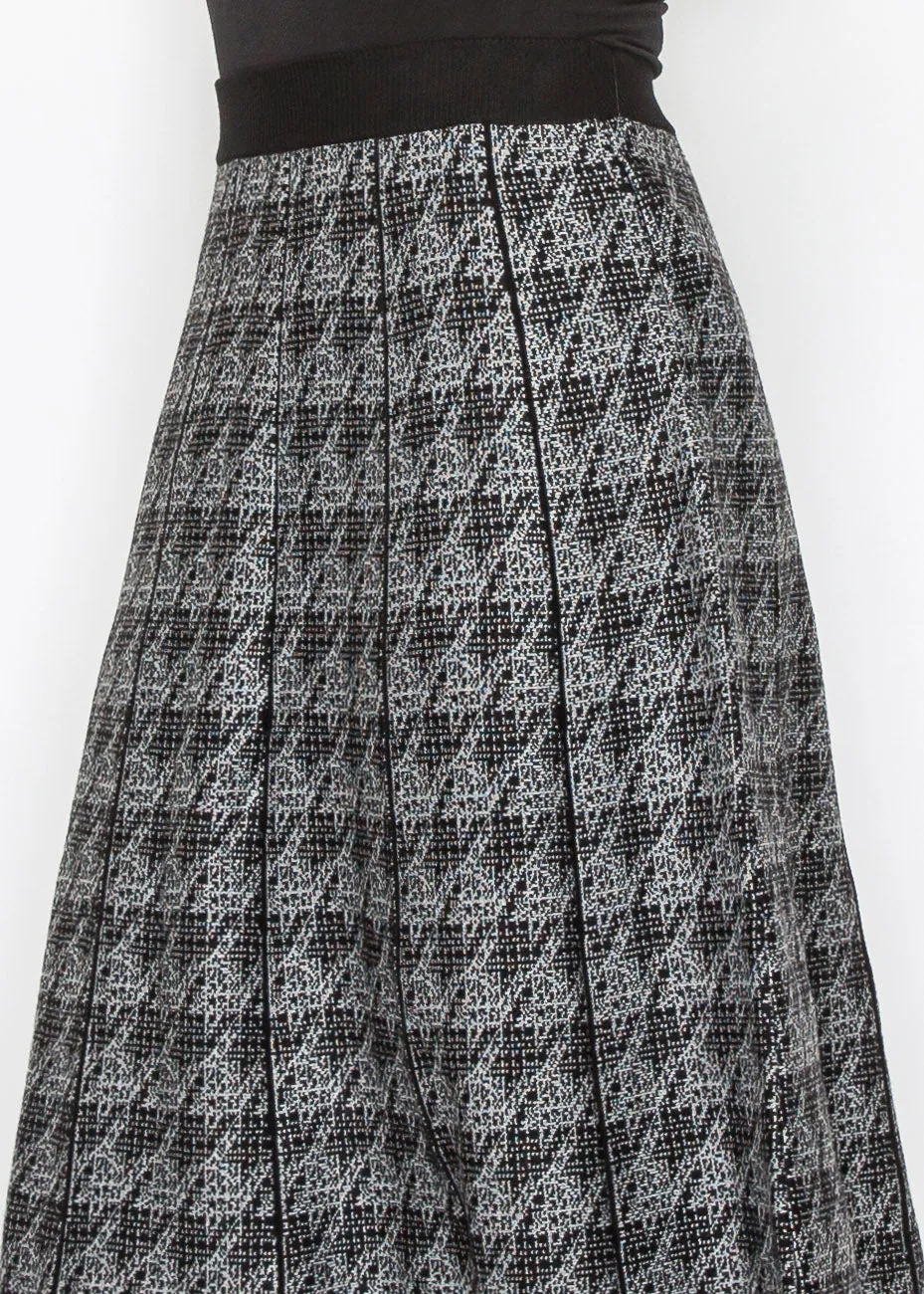 Black Houndstooth Flair Skirt