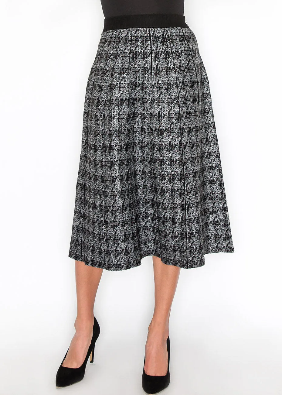 Black Houndstooth Flair Skirt