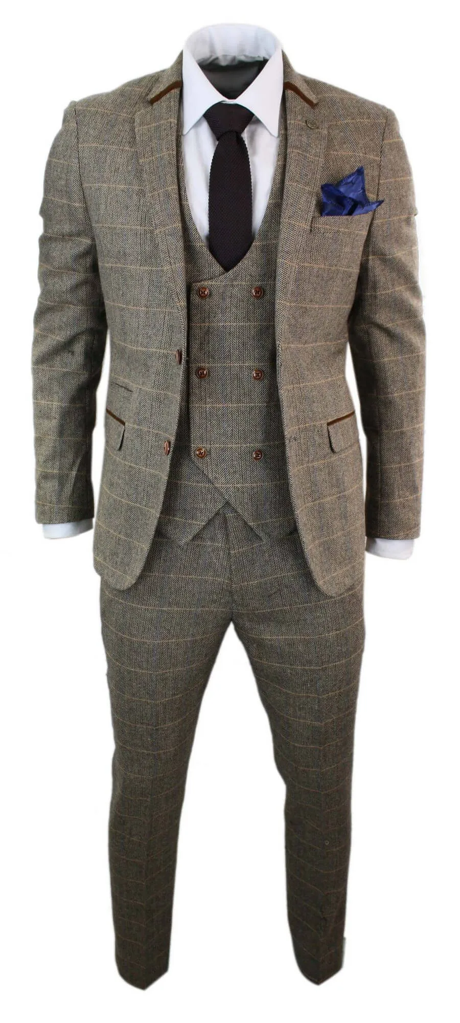 Blake 3 Piece Tweed Double Breasted Suit