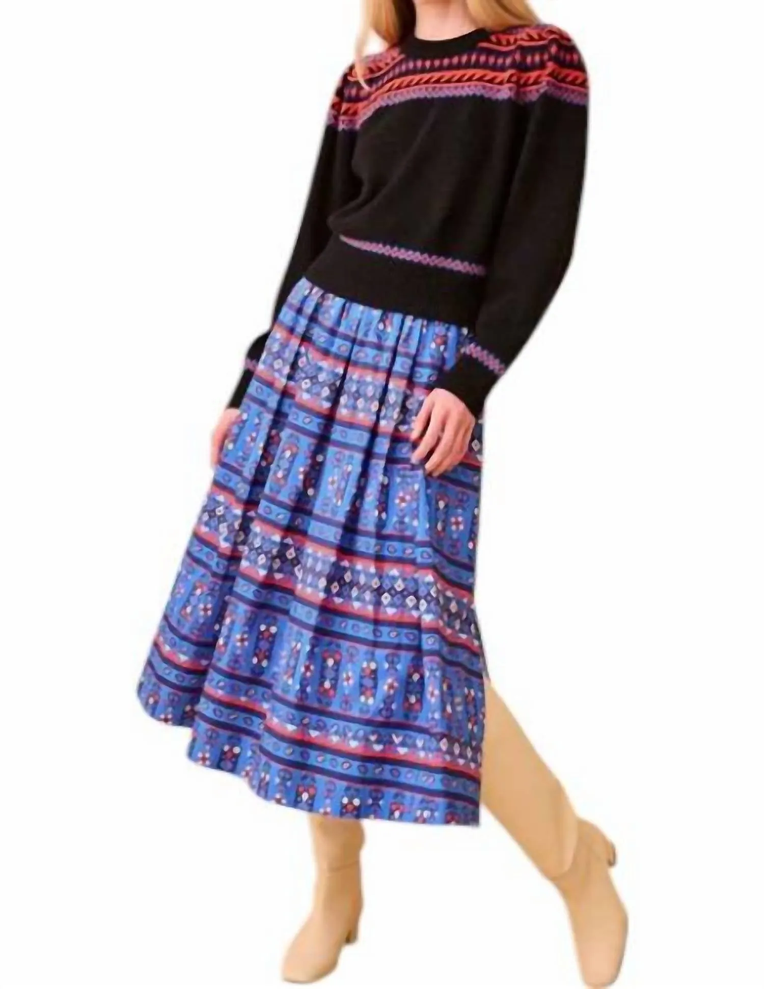 Block Print Tatum Skirt In Blue