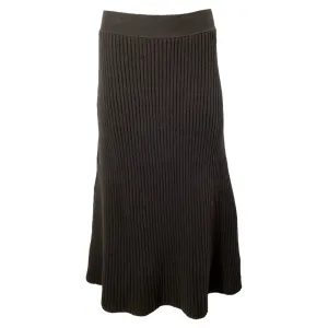 Bottega Veneta Rib Distorted Mid-Length Skirt in Brown Wool