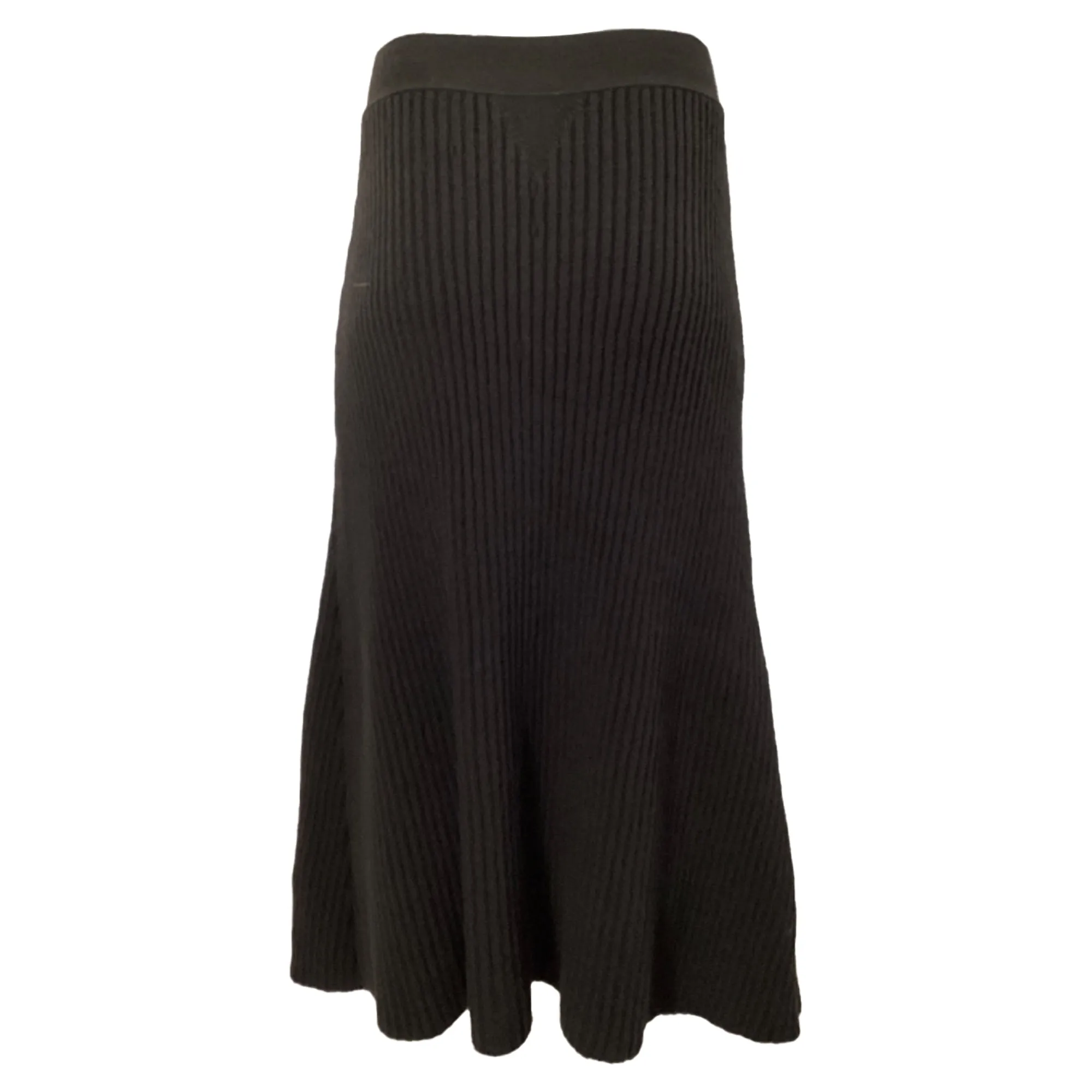 Bottega Veneta Rib Distorted Mid-Length Skirt in Brown Wool