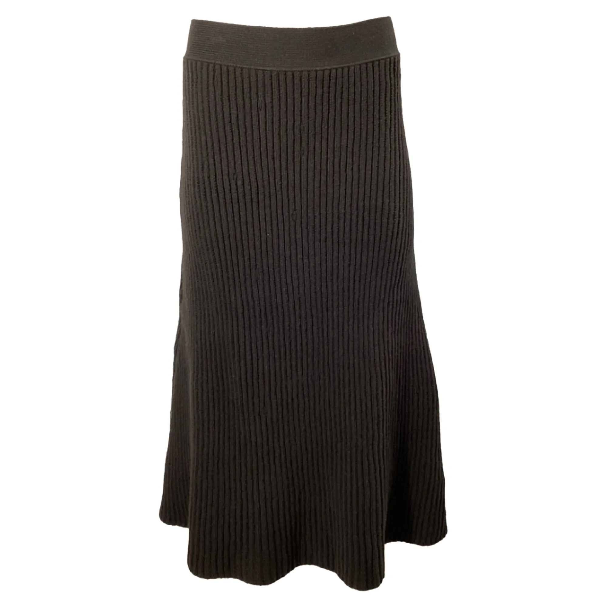 Bottega Veneta Rib Distorted Mid-Length Skirt in Brown Wool