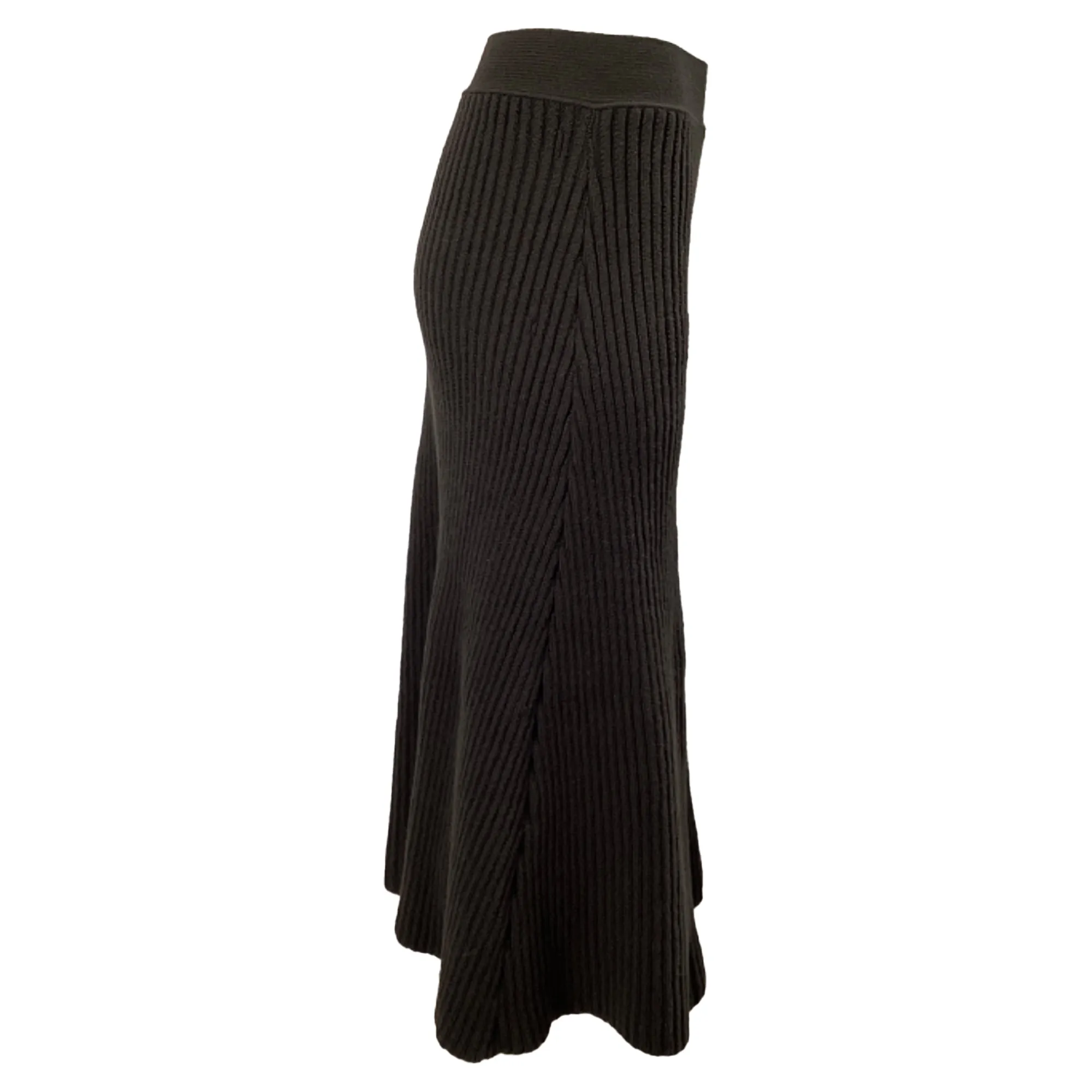 Bottega Veneta Rib Distorted Mid-Length Skirt in Brown Wool