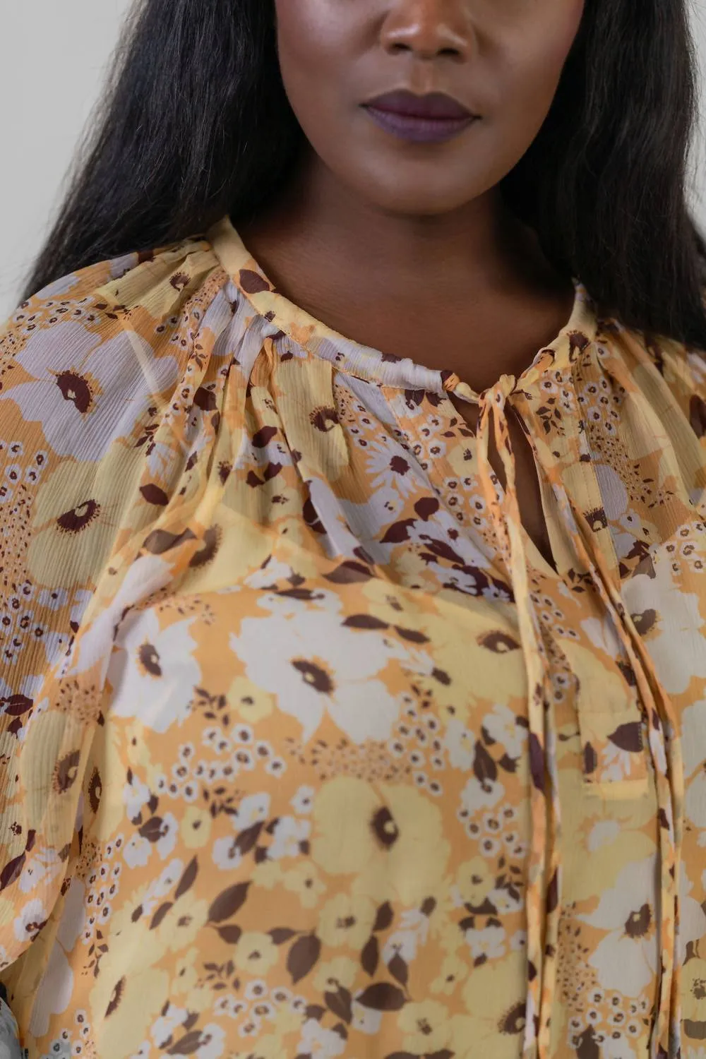 Brigitta Long Sleeve Silk Top - Plus In Amber Gold