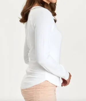 Bryant V Neck Top In White