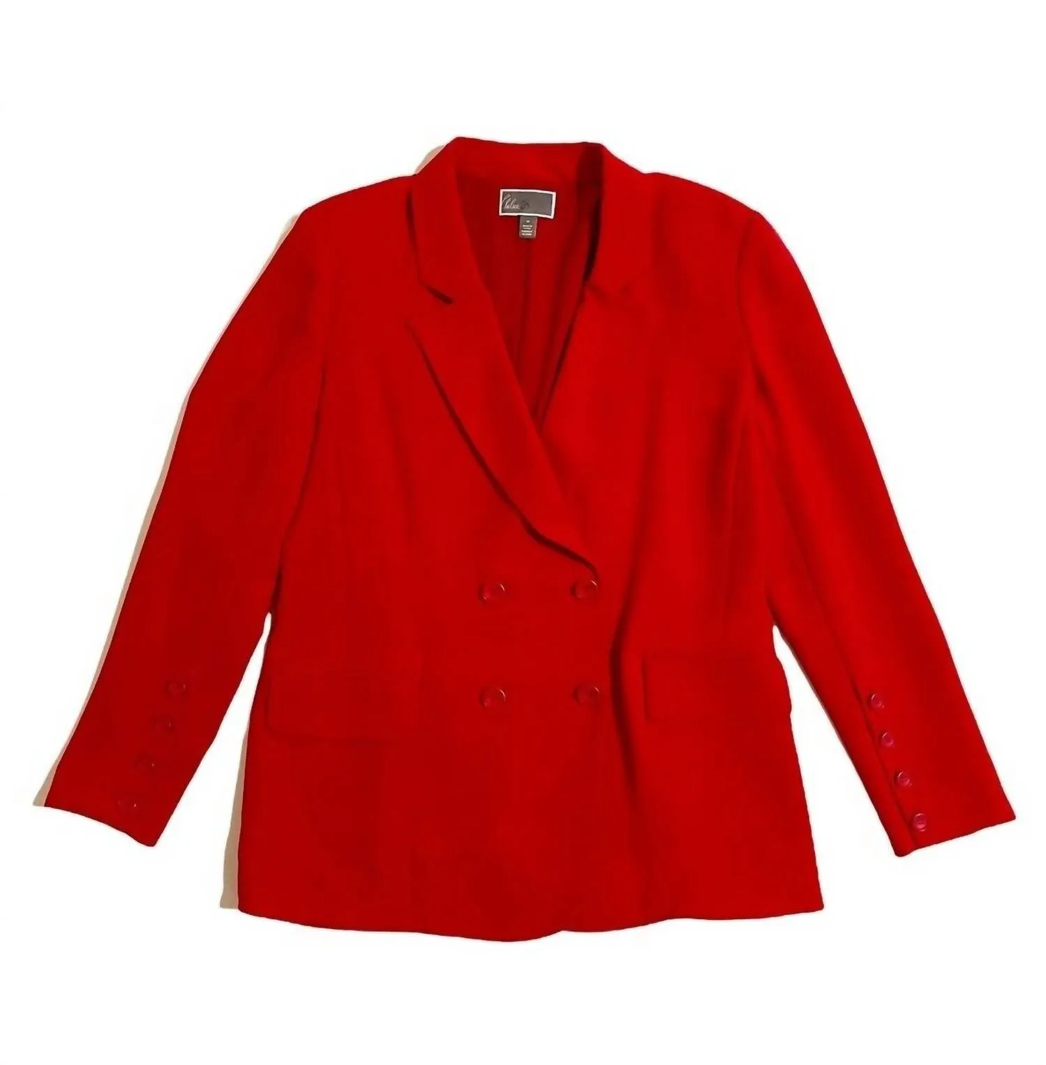 Button Detail Double Breasted Blazer In Red