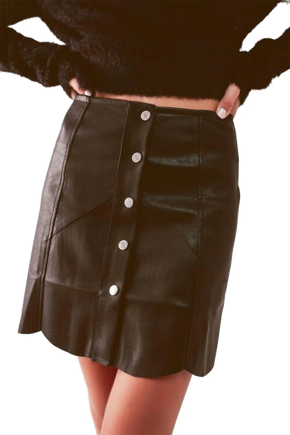 Button Through Mini In Black