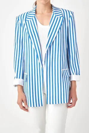 Callie Striped Blazer In Blue Stripe